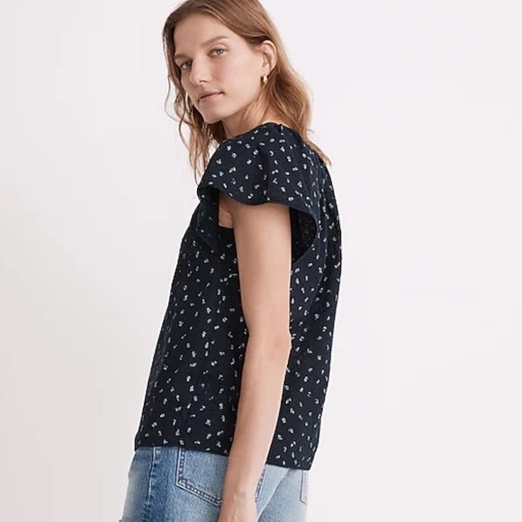 Madewell Embroidered Flutter-Sleeve Top in Berry Stems - Picture 3 of 5